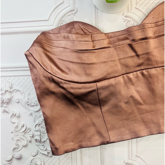 Zara Dusky Burgundy Corset Satin Cropped Tank Top Size Small - Picture 4 of 10